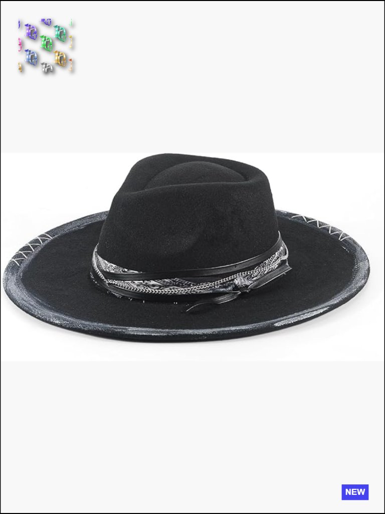 Wide Brim Fedora Hat Western Retro Felt Unisex Adjustable Festival Style